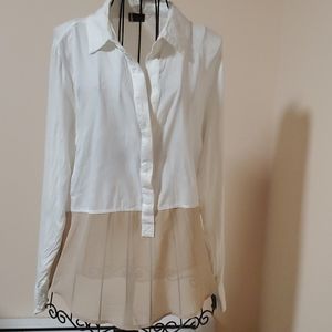 Sparkle & Fade white and tan shirt size S